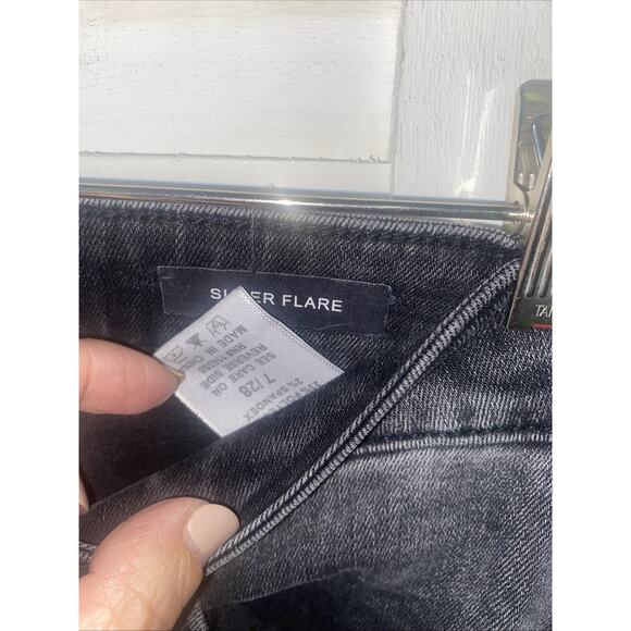 Judy Blue Jeans Womens Sz 7 28” Black Super Flare Frayed Festival 60s Hippie - Picture 8 of 11